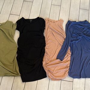 Maternity Set of Four Ruched Dresses Large